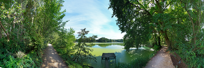 Der Niederrhein: Sommer – Panoramablick 180 Grad. Am De Witt See. Panoramagröße: 126x42 cm / 300dpi